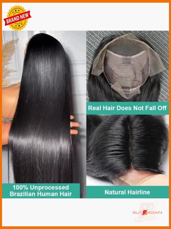 180% Density Straight Lace Front Wig 13x4 HD Transparent Lace main image 4